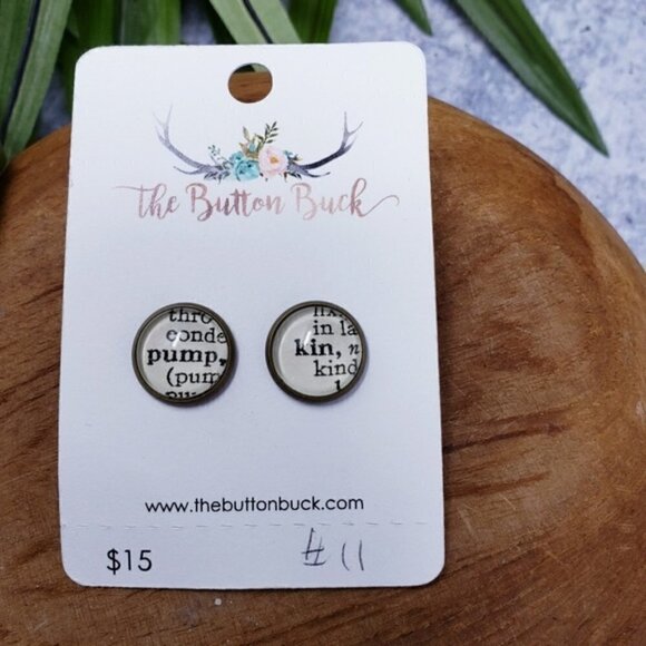 New Handmade | Pumpkin Dictionary Word Earrings - Picture 1 of 2